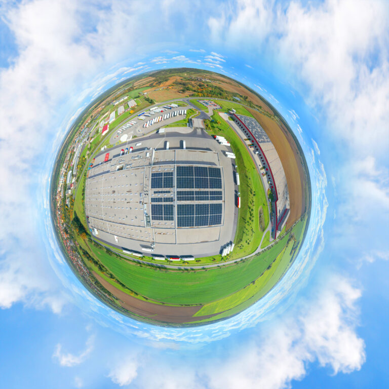 fish eye image of industrial park