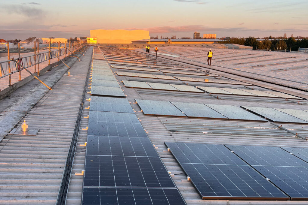 solar pv installation at dusk