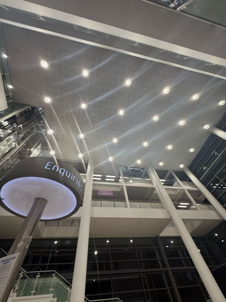 newcastle city library downlights in the atrium