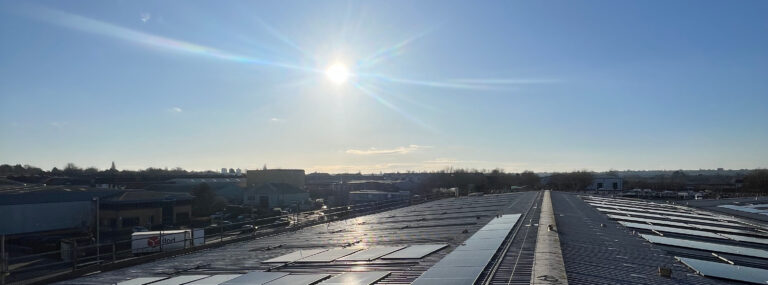 sunset over parfetts solar panels