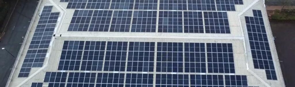 large scale solar panel installation on a data centre